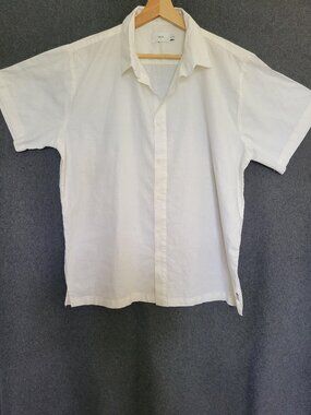 Onia Linen Off White Short Sleeve Button Up Resort Shirt  Beach Club Mens XL